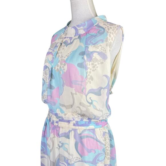 ModCloth Windy City Pastel Purple Blue Floral Swirl Sleeveless Summer Dress - Picture 7 of 13